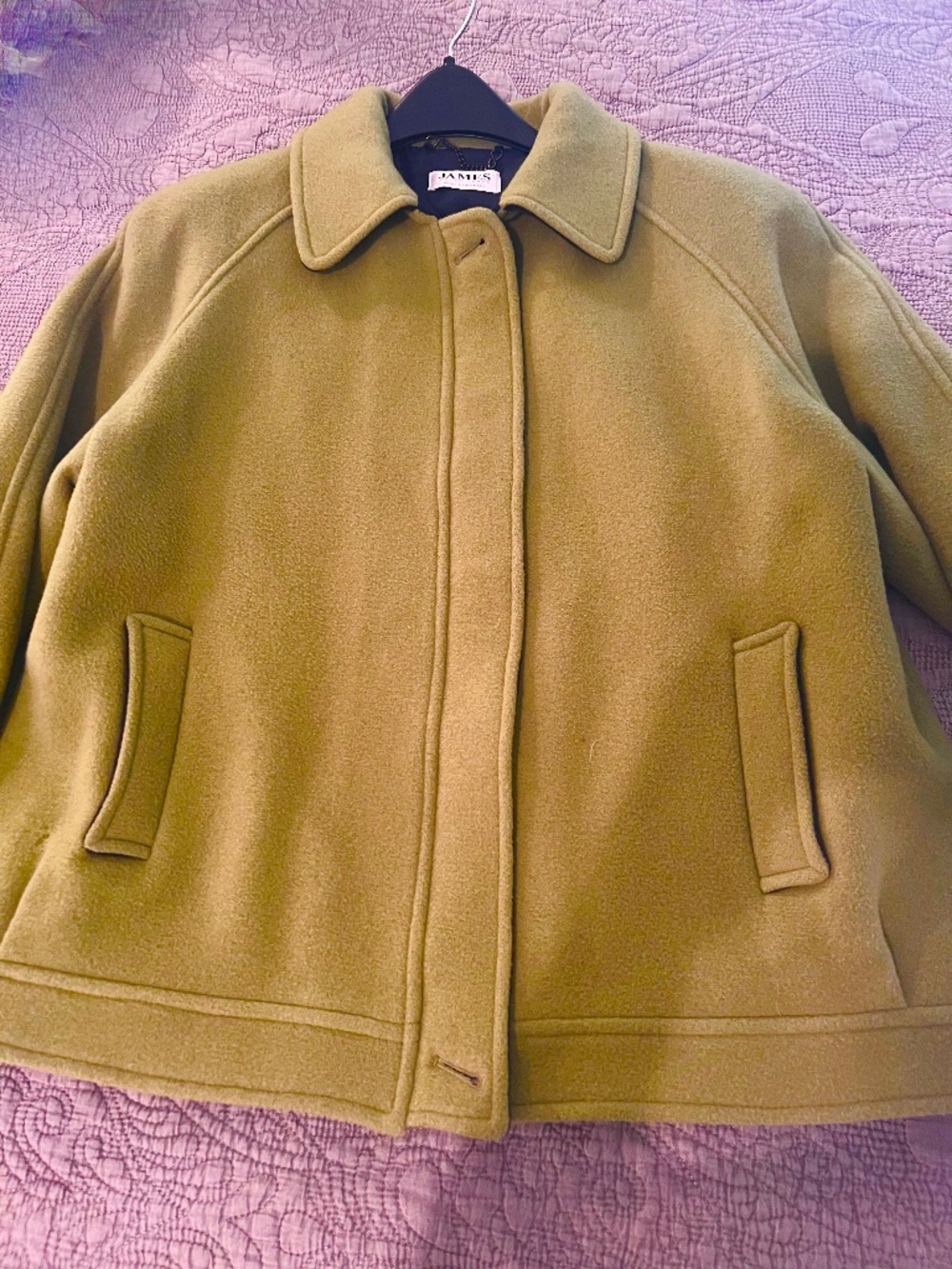 Peter James Wool Cashmere Blend Lime Green Jacket Coat w/ Covered Zipper-Warm! M